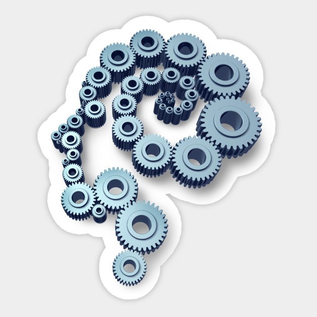 Head Made of Gears Sticker by lightidea